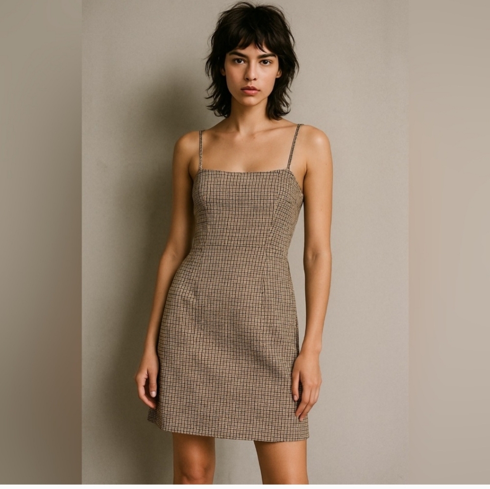 Twik Plaid Spaghetti Strap Mini dress